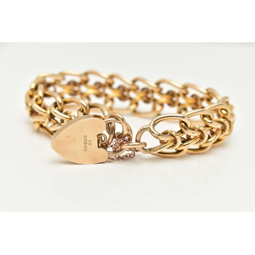 2 - A 9CT GOLD FANCY LINK BRACELET, hollow double curb links, with rope twist detail, hallmarked 9ct Bir... 