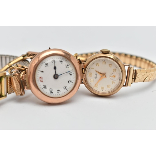 30 - THREE LADIES WRISTWATCHES, to include a 9ct gold manual wind watch, missing crown, hallmarked 9ct Lo... 