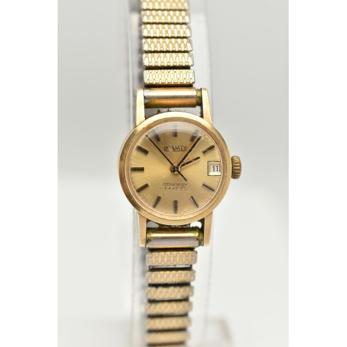 30 - THREE LADIES WRISTWATCHES, to include a 9ct gold manual wind watch, missing crown, hallmarked 9ct Lo... 