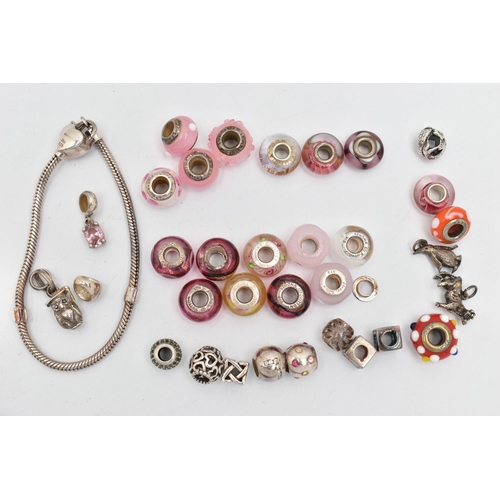 41 - A SELECTION OF CHARMS, to include nine Rhonda Sutton glass charms, four Love links glass charms, thr... 