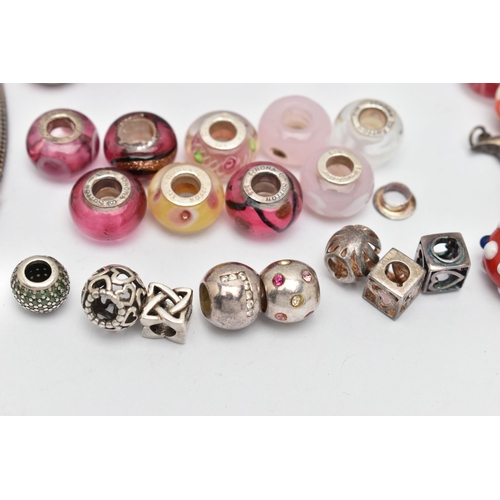 41 - A SELECTION OF CHARMS, to include nine Rhonda Sutton glass charms, four Love links glass charms, thr... 