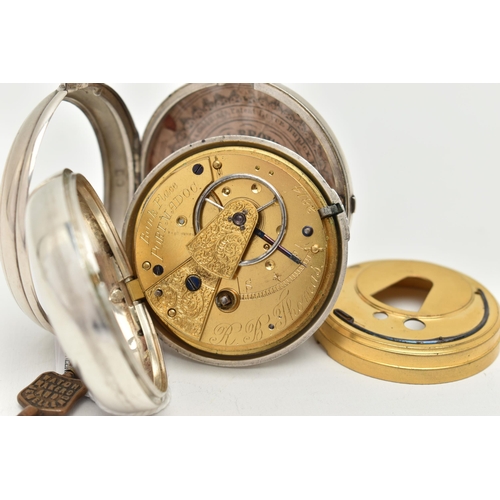 44 - A SILVER OPEN FACE POCKET WATCH AND PAIRING CASE, key wound movement, Roman numerals, subsidiary dia... 