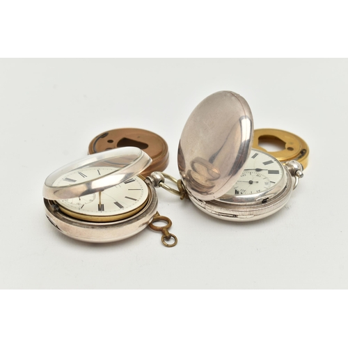 45 - TWO SILVER POCKET WATCHES, the first an open face pocket watch, key wound movement, signed 'Rhodes K... 