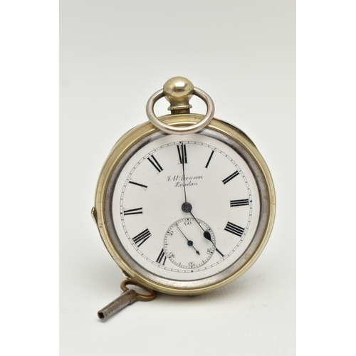 46 - A 'J W BENSON, THE LUDGATE WATCH' OPEN FACE POCKET WATCH, key wound movement, dial signed 'J W Benso... 