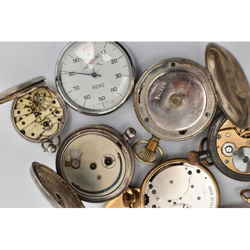 48 - A BOX OF ASSORTED WATCHES, to include eight pocket watches, names to include Smiths Empire, J G Grav... 