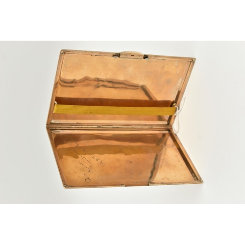 52 - A 9CT GOLD CIGARETTE CASE, rectangular form case with engine turned pattern, approximate length 138m... 