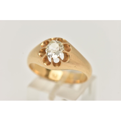 54 - AN 18CT GOLD SINGLE STONE DIAMOND RING, a single old cut diamond, approximate total diamond weight 0... 