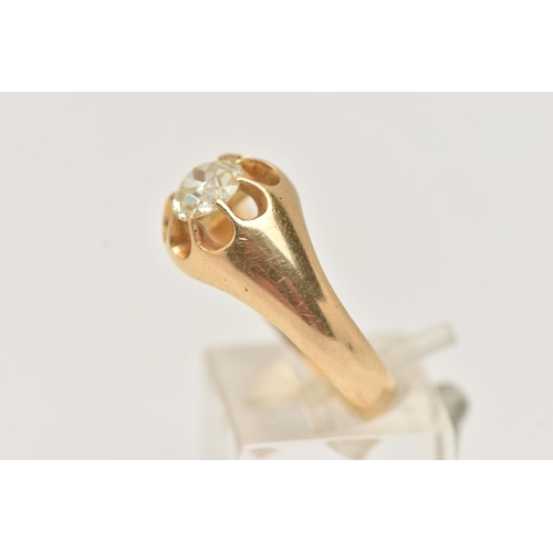 54 - AN 18CT GOLD SINGLE STONE DIAMOND RING, a single old cut diamond, approximate total diamond weight 0... 