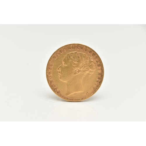 6 - A QUEEN VICTORIA FULL GOLD SOVEREIGN COIN, depicting Queen Victoria, dated 1877, approximate diamete... 