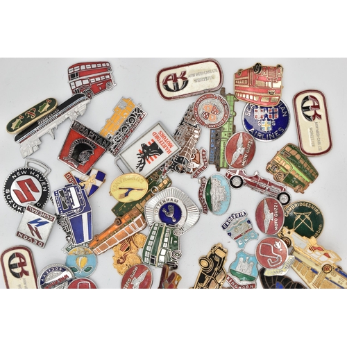 64 - A BAG OF ASSORTED PIN BADGES, mainly enamel examples, to include tourist badges, vehicles etc.