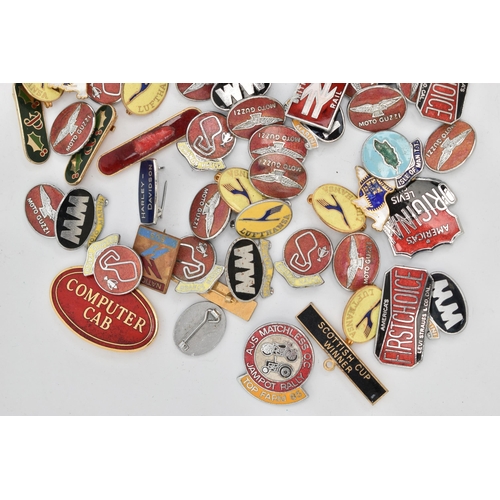 65 - A BAG OF ASSORTED PIN BADGES, mainly enamel examples, to include vehicles, company badges etc.