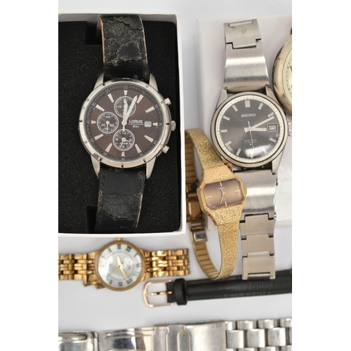 69 - A SELECTION OF WRISTWATCHES, to include a gents stainless steel, manual wind 'Seiko' watch, stamped ... 