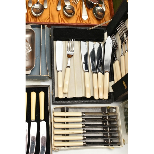 106 - A BOX OF ASSORTED CUTLERY, to include four boxed sets of 'Arthur Price of England' Kings Pattern cut... 