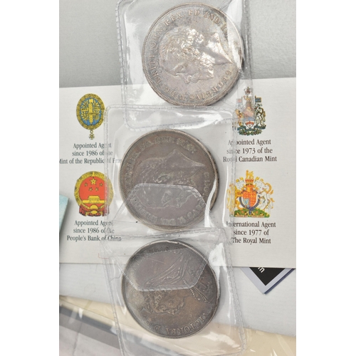 114 - A STRONG BOX CONTAINING MIXED COINAGE, to include a Royal Mint Jamaica boxed $25 Dollar Silver Proof... 