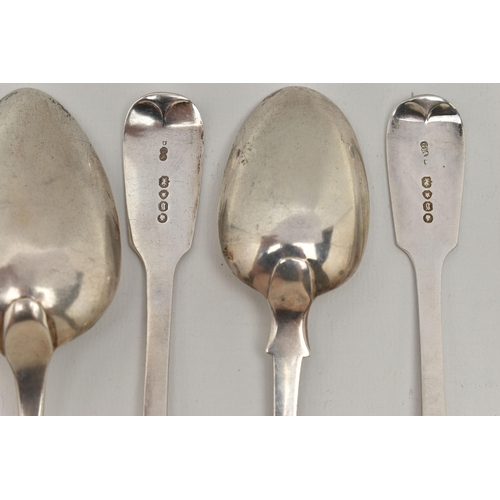 123 - A SELECTION OF SILVER AND WHITE METAL CUTLERY, to include two Georgian fiddle pattern tablespoons, e... 