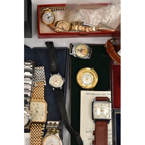 95 - A BOX OF ASSORTED LADIES AND GENTS WRISTWATCHES, to include a gents 'Roamer SeaRock Automatic' stain... 