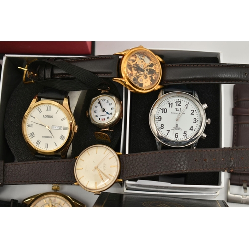 96 - A BOX OF ASSORTED WRISTWATCHES, mostly quartz movements, some in boxes, names to include 'Accurist, ... 