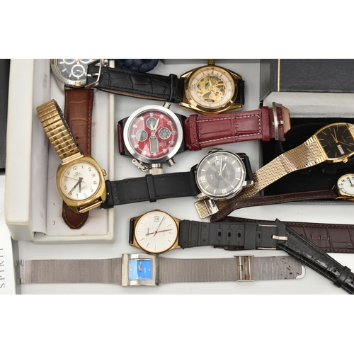 96 - A BOX OF ASSORTED WRISTWATCHES, mostly quartz movements, some in boxes, names to include 'Accurist, ... 