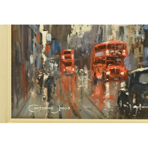 301 - CHRISTOPHER JARVIS (1943) 'RED REFLECTIONS, St PAULS', an impressionist style London cityscape after... 