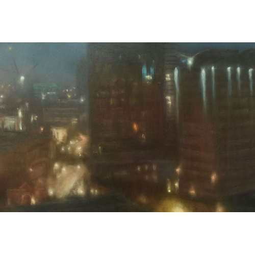 312 - MATTHEW DRAPER (BRITISH 1973) 'DRENCHED', a Birmingham city skyline at night, signed and dated 2007 ... 