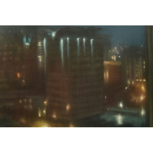 312 - MATTHEW DRAPER (BRITISH 1973) 'DRENCHED', a Birmingham city skyline at night, signed and dated 2007 ... 