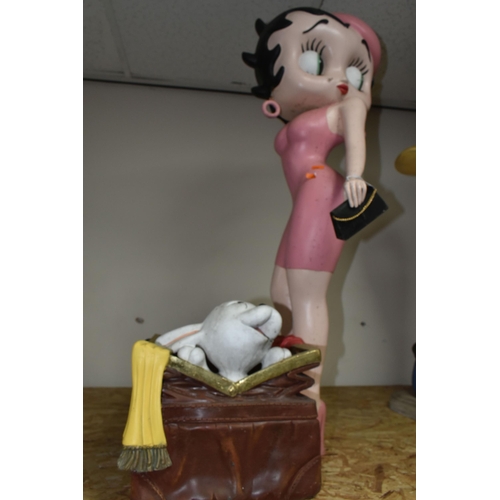 325 - A BETTY BOOP STATUE WITH PUDGEY THE PUP, featuring the main character in a pink dress and pink beret... 