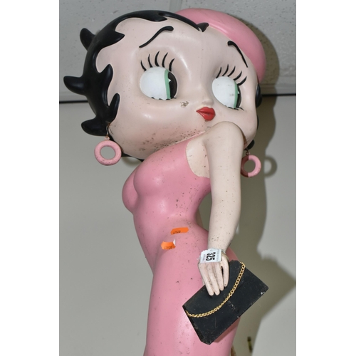 325 - A BETTY BOOP STATUE WITH PUDGEY THE PUP, featuring the main character in a pink dress and pink beret... 