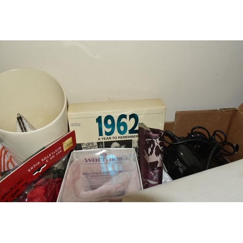 333 - FOUR BOXES OF MIXED KITCHEN CERAMICS AND APPLIANCES to include a boxed hot stone cooking appliance, ... 