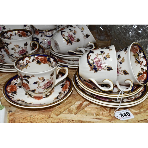 340 - A GROUP OF MASON'S 'MANDALAY' PATTERN TEAWARE, comprising six dinner plates, one cake plate, teapot ... 