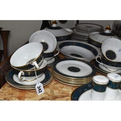 342 - A GROUP OF ROYAL DOULTON 'CARLYLE' PATTERN DINNERWARE, comprising two covered tureens (one lid is ba... 