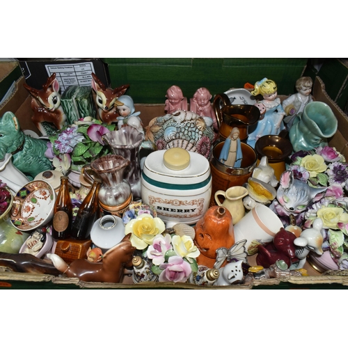 344 - SIX BOXES OF CERAMICS AND GLASSWARE, to include a green Sylvac terrier 1206, a Beswick Ware 'Sealife... 