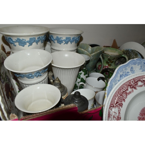 344 - SIX BOXES OF CERAMICS AND GLASSWARE, to include a green Sylvac terrier 1206, a Beswick Ware 'Sealife... 