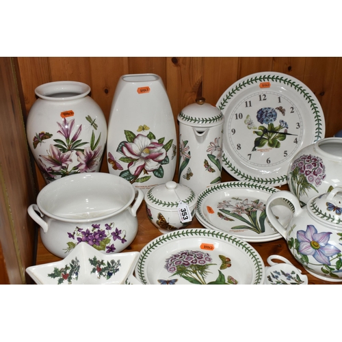 353 - A QUANTITY OF PORTMEIRION 'BOTANIC GARDEN' DESIGN  KITCHENWARE, comprising four dinner plates (marke... 