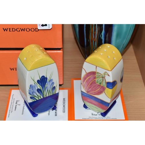 374 - THREE PIECES OF WEDGWOOD 'CLARICE CLIFF COLLECTION' AND AN ANITA HARRIS VASE, comprising Wedgwood 'C... 