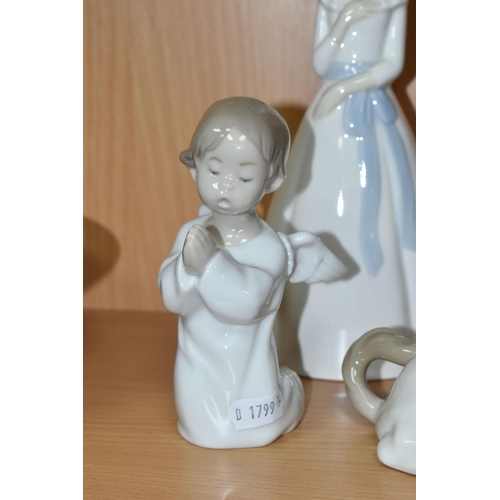 375 - A GROUP OF LLADRO, NAO AND SIMILAR SPANISH PORCELAIN FIGURES, comprising Lladro Angel Praying no 453... 