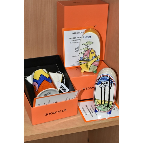 396 - THREE BOXED PIECES OF WEDGWOOD 'CLARICE CLIFF COLLECTION', comprising Wedgwood 'Clarice Cliff Collec... 