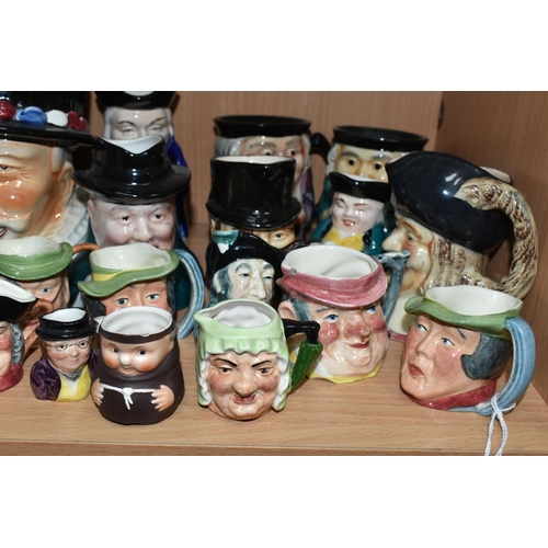 399 - A GROUP OF CHARACTER JUGS, SAILOR DOLLS AND ANIMAL FIGURES, to include two Nora Wellings style souve... 