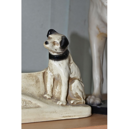 403 - A GROUP OF VICTOR HIS MASTER'S VOICE ADVERTISING ITEMS, comprising a resin figure of Nipper the dog,... 