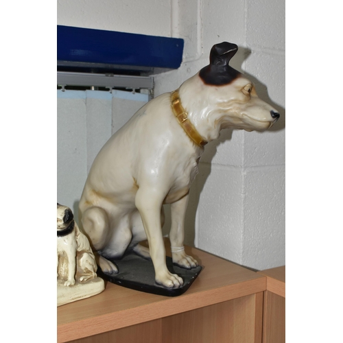 403 - A GROUP OF VICTOR HIS MASTER'S VOICE ADVERTISING ITEMS, comprising a resin figure of Nipper the dog,... 