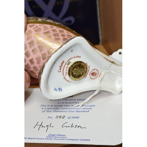 421 - A LIMITED EDITION ROYAL CROWN DERBY COCKATOO PAPERWEIGHT, with certificate of authenticity and origi... 