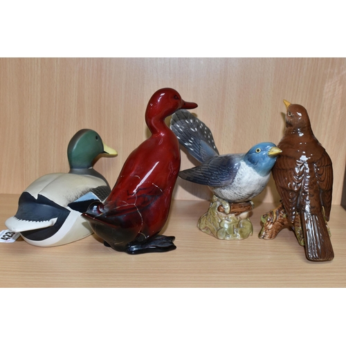 423 - TWO BESWICK BIRD SCULPTURES, a Cuckoo, model 2315 and a Song Thrush, model 2308, impressed marks to ... 