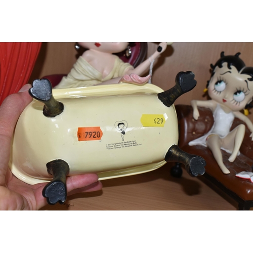 429 - FOUR RESIN BETTY BOOP FIGURES, 'Westerland' comprising 'Betty in the Bubble Bath', 'Betty on Chaise ... 