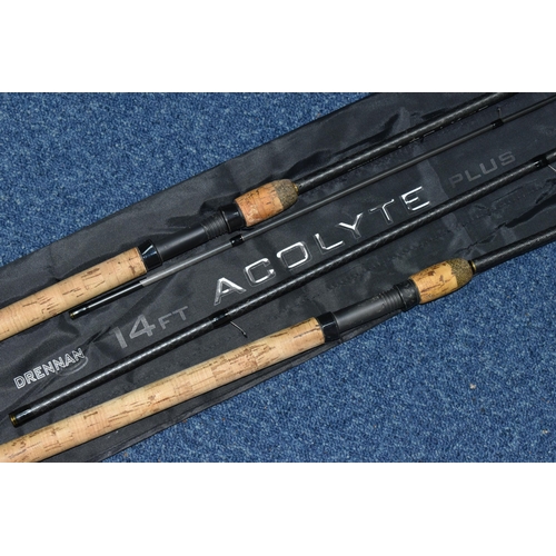 445 - A DRENNAN ACOLYTE  ULTRA 15FT FLOAT ROD, together with the bottom two sections of a 14ft Drennan Aco... 