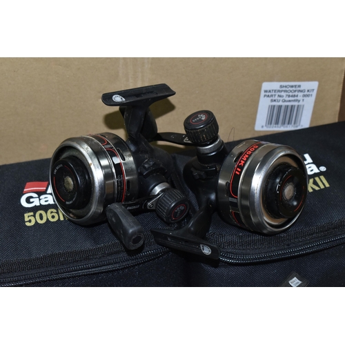 457 - ABU GARCIA CLOSED FACE FISHING REELS, comprising four 506 MKII reels with soft cases, one with a box... 