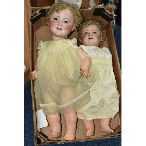 459 - TWO PORZELLANFABRIK BURGGRUB BISQUE HEAD PRINCESS ELIZABETH DOLLS, larger doll marked 'Burggrub Prin... 