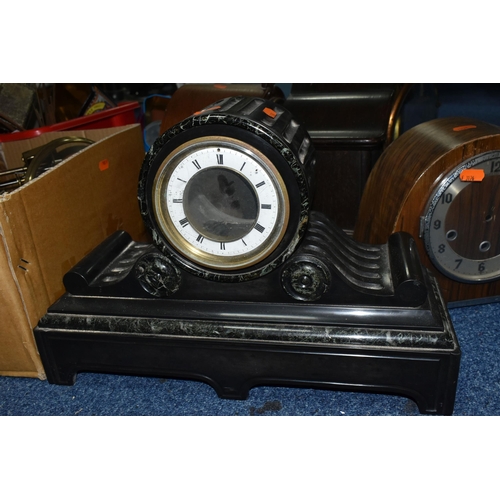 462 - THREE BOXES AND LOOSE CLOCK CASES AND MOVEMENTS ETC, FOR SPARES OR REPAIR, movements include Junghan... 