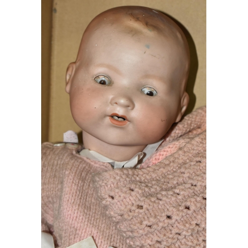 497 - AN ARMAND MARSEILLE BISQUE HEAD DOLL, nape of neck marked 'A.M. Germany 351.5.K, sleeping eyes with ... 