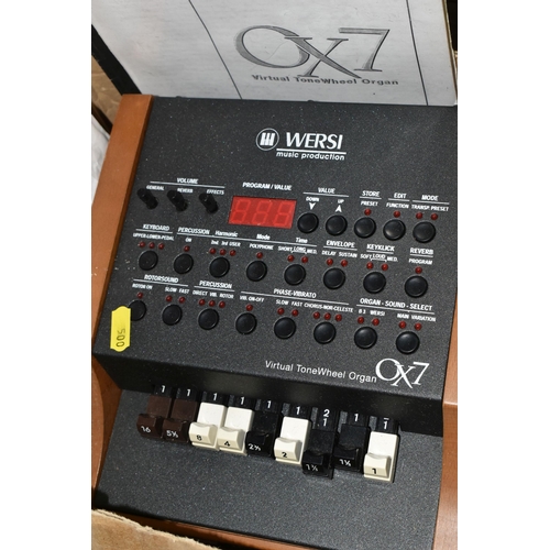 500 - A WERSI OX7 VIRTUAL TONE WHEEL ORGAN, not tested, missing power cable and adaptor but otherwise appe... 