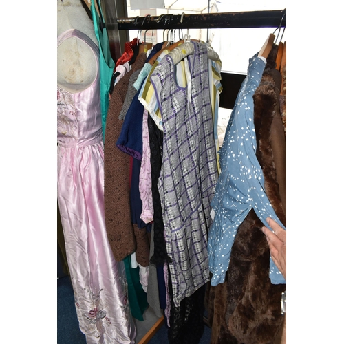 504 - TWENTY FOUR PIECES OF VINTAGE LADIES' AND CHILDREN'S CLOTHING, comprising five 1950's/60's evening d... 