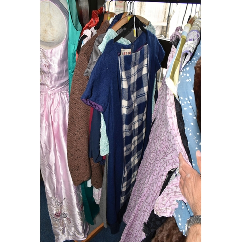 504 - TWENTY FOUR PIECES OF VINTAGE LADIES' AND CHILDREN'S CLOTHING, comprising five 1950's/60's evening d... 